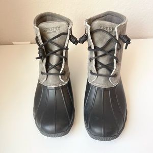 Sperry Saltwater Waterproof Rain Boots - Black/Grey